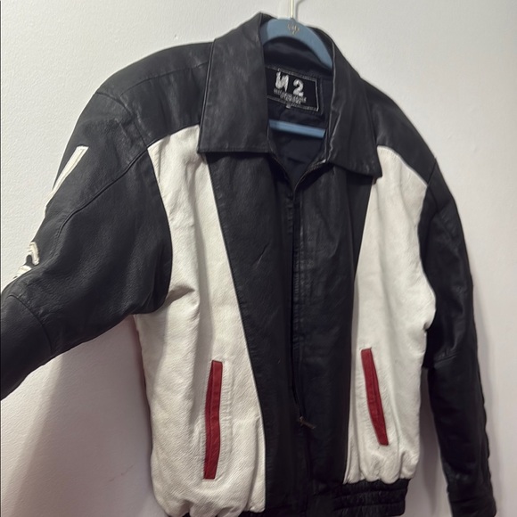 Black and White Bomber Jacket with Sporty Design - Picture 2 of 13